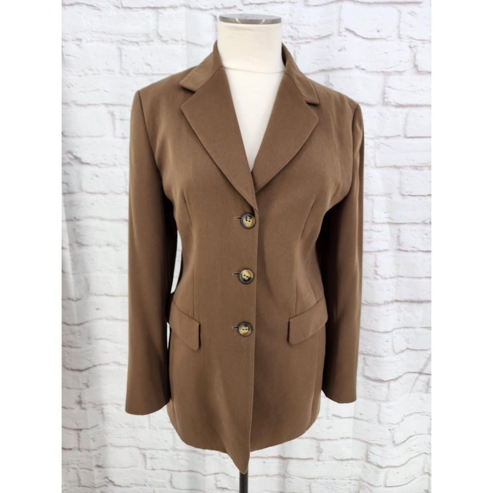 Vintage Gerry Weber Brown‎ Blazer Retro Longline Office Chic Structured Size 6